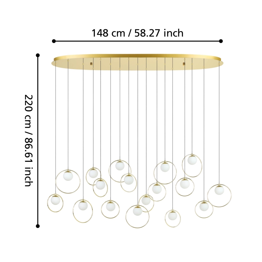 Eglo - LED pendel dæmpbar 17xLED/3W/230V 3000K guldfarvet