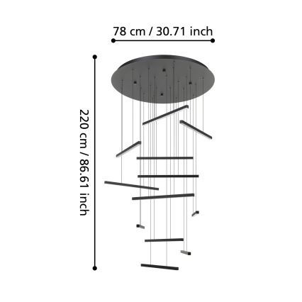 Eglo - LED pendel dæmpbar 12xLED/8,4W/230V 3000K sort