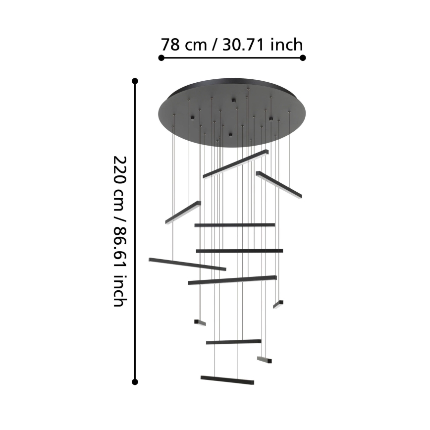 Eglo - LED pendel dæmpbar 12xLED/8,4W/230V 3000K sort