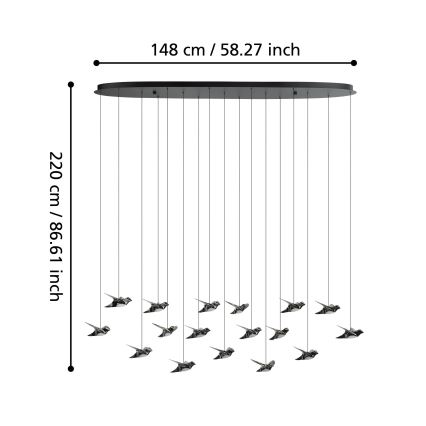 Eglo - LED pendel dæmpbar 17xLED/3W/230V 3000K sort