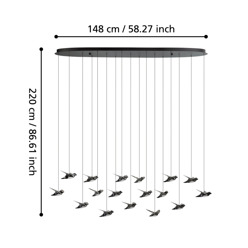 Eglo - LED pendel dæmpbar 17xLED/3W/230V 3000K sort