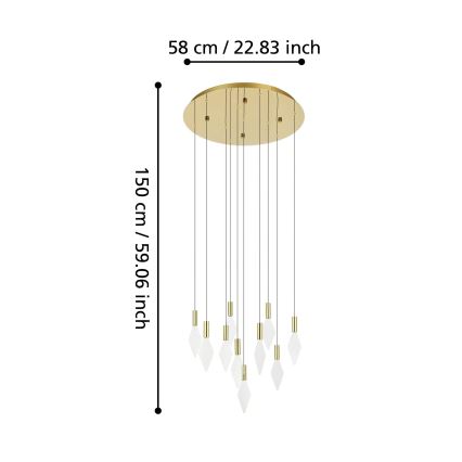 Eglo - LED pendel dæmpbar 10xLED/3W/230V 3000K diameter 58 cm guldfarvet