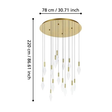 Eglo - LED pendel dæmpbar 16xLED/3,3W/230V 3000K diameter 78 cm guldfarvet