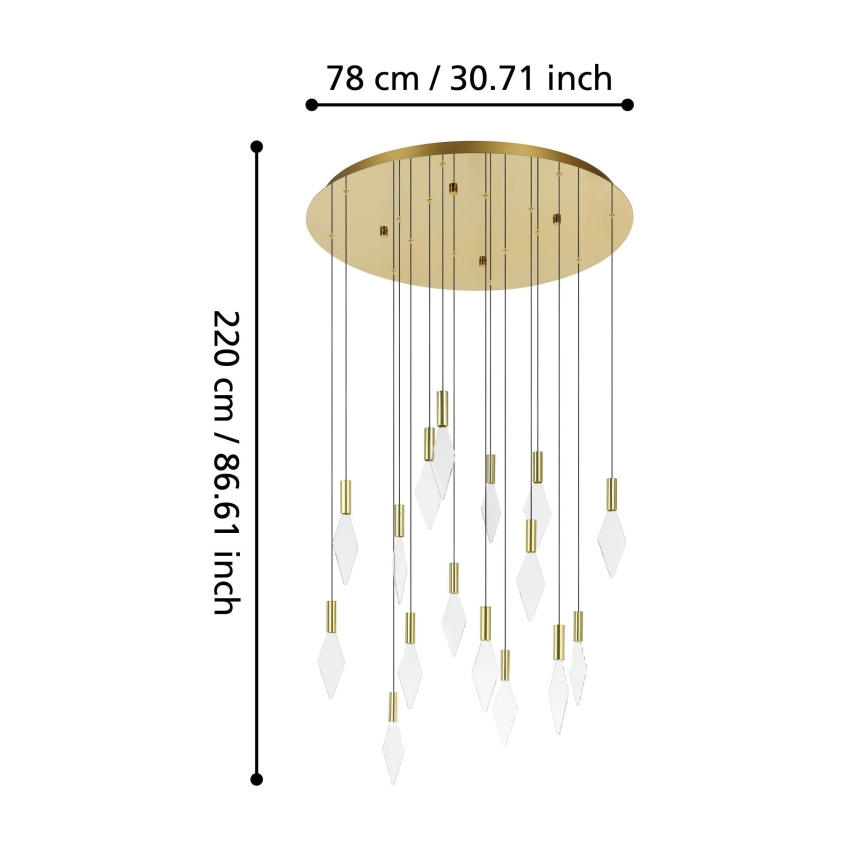 Eglo - LED pendel dæmpbar 16xLED/3,3W/230V 3000K diameter 78 cm guldfarvet
