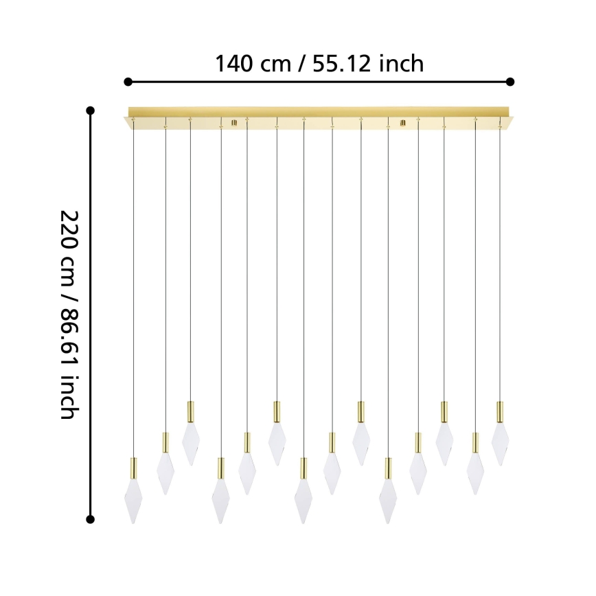 Eglo - LED pendel dæmpbar 14xLED/3,3W/230V 3000K guldfarvet