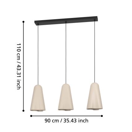 Eglo - Pendel 3xE27/40W/230V beige