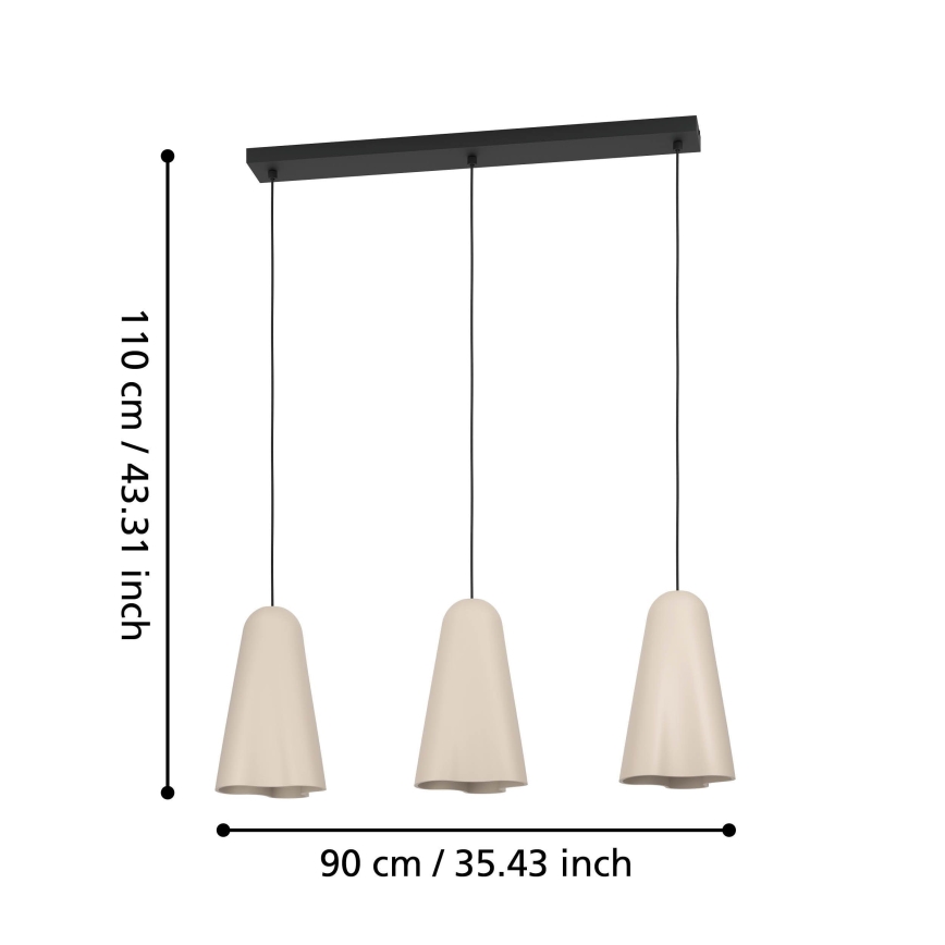 Eglo - Pendel 3xE27/40W/230V beige
