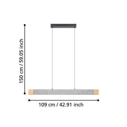 Eglo - LED pendel dæmpbar LED/22,2W/230V 3000K brun/grå
