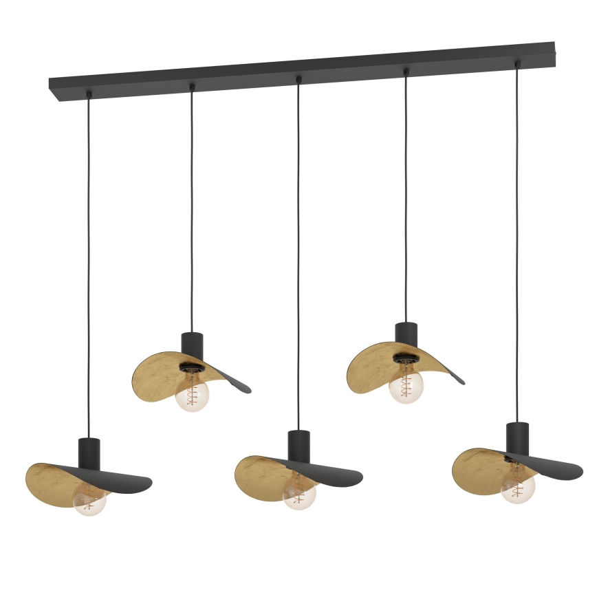 Eglo - Pendel 5xE27/40W/230V sort/guldfarvet