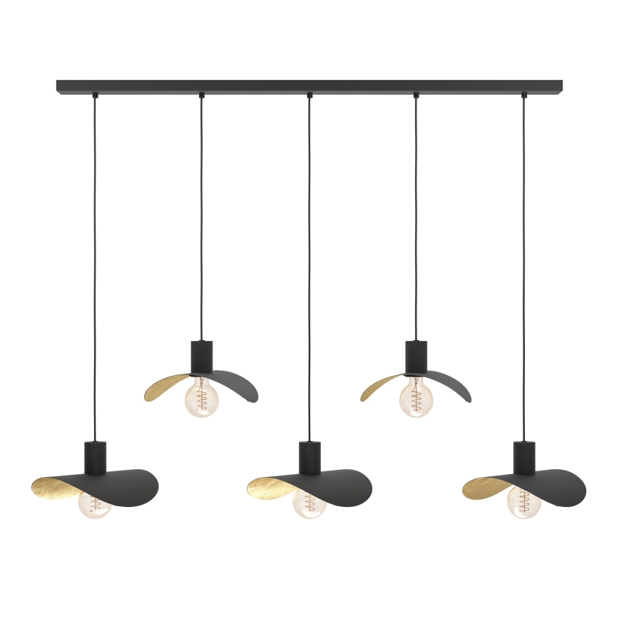 Eglo - Pendel 5xE27/40W/230V sort/guldfarvet