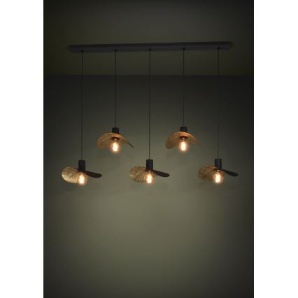 Eglo - Pendel 5xE27/40W/230V sort/guldfarvet