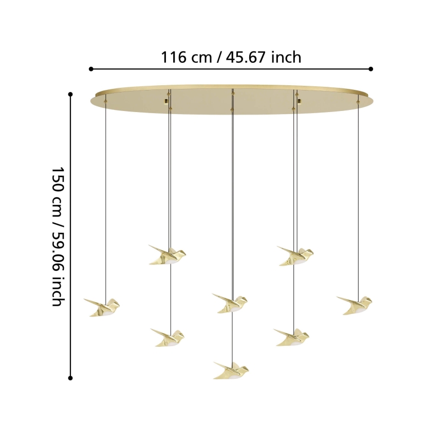 Eglo - LED pendel dæmpbar 8xLED/4,2W/230V 3000K guldfarvet