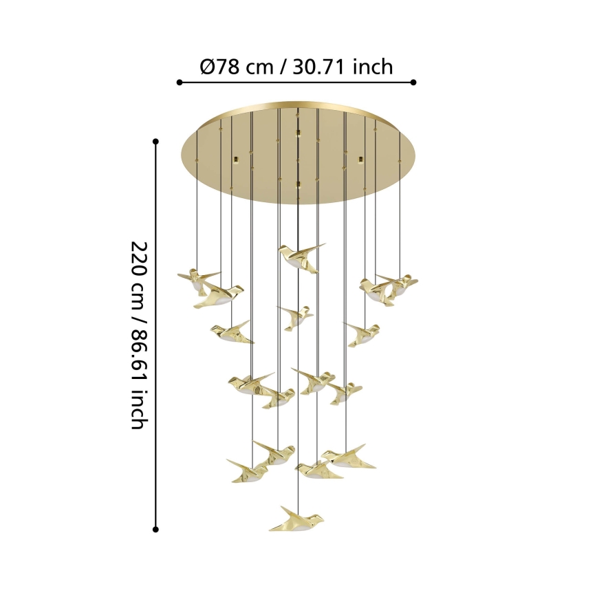 Eglo - LED pendel dæmpbar 17xLED/3W/230V 3000K guldfarvet