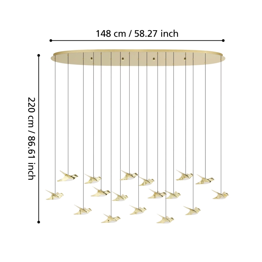 Eglo - LED pendel dæmpbar 17xLED/3W/230V 3000K guldfarvet