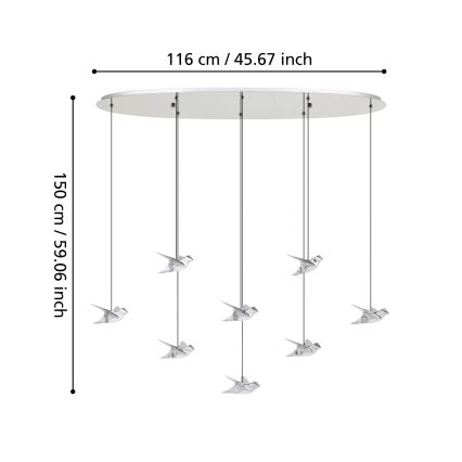Eglo - LED pendel dæmpbar 8xLED/4,2W/230V 3000K skinnende krom