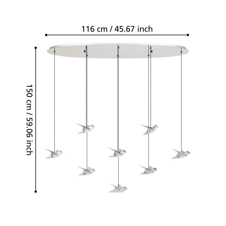 Eglo - LED pendel dæmpbar 8xLED/4,2W/230V 3000K skinnende krom