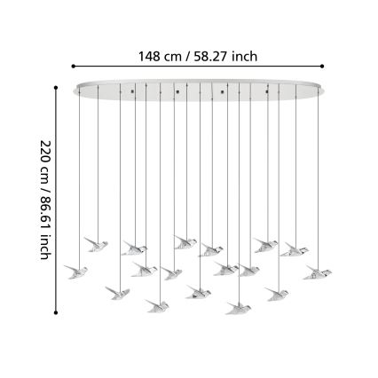Eglo - LED pendel dæmpbar 17xLED/3W/230V 3000K skinnende krom