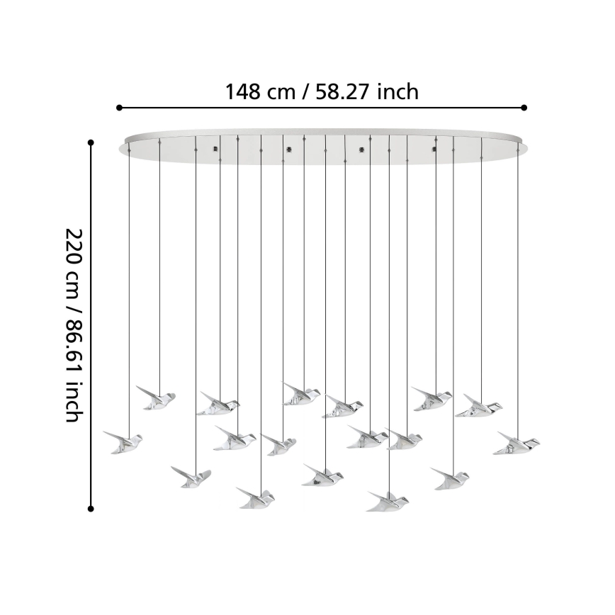 Eglo - LED pendel dæmpbar 17xLED/3W/230V 3000K skinnende krom