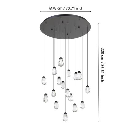 Eglo - LED pendel dæmpbar 17xLED/3W/230V 3000K sort/transparent