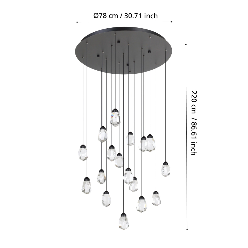 Eglo - LED pendel dæmpbar 17xLED/3W/230V 3000K sort/transparent
