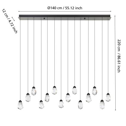 Eglo - LED pendel dæmpbar 14xLED/3W/230V 3000K sort/transparent