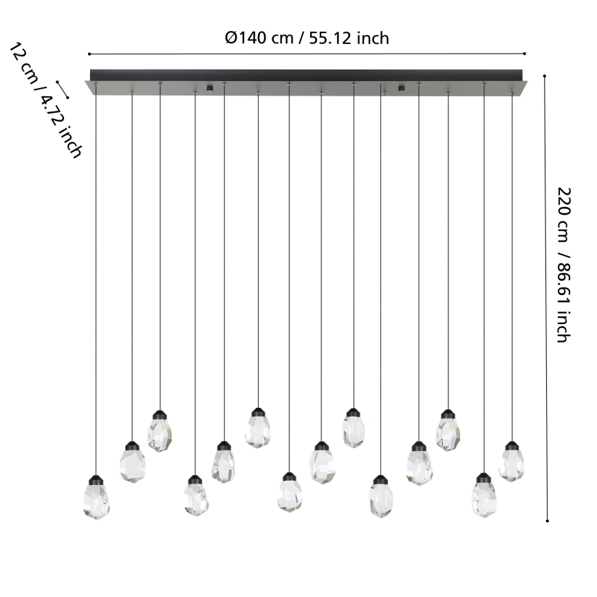 Eglo - LED pendel dæmpbar 14xLED/3W/230V 3000K sort/transparent