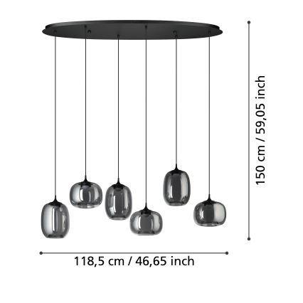 Eglo - LED pendel dæmpbar 6xLED/3,7W/230V 2700-6500K røget + fjernbetjening