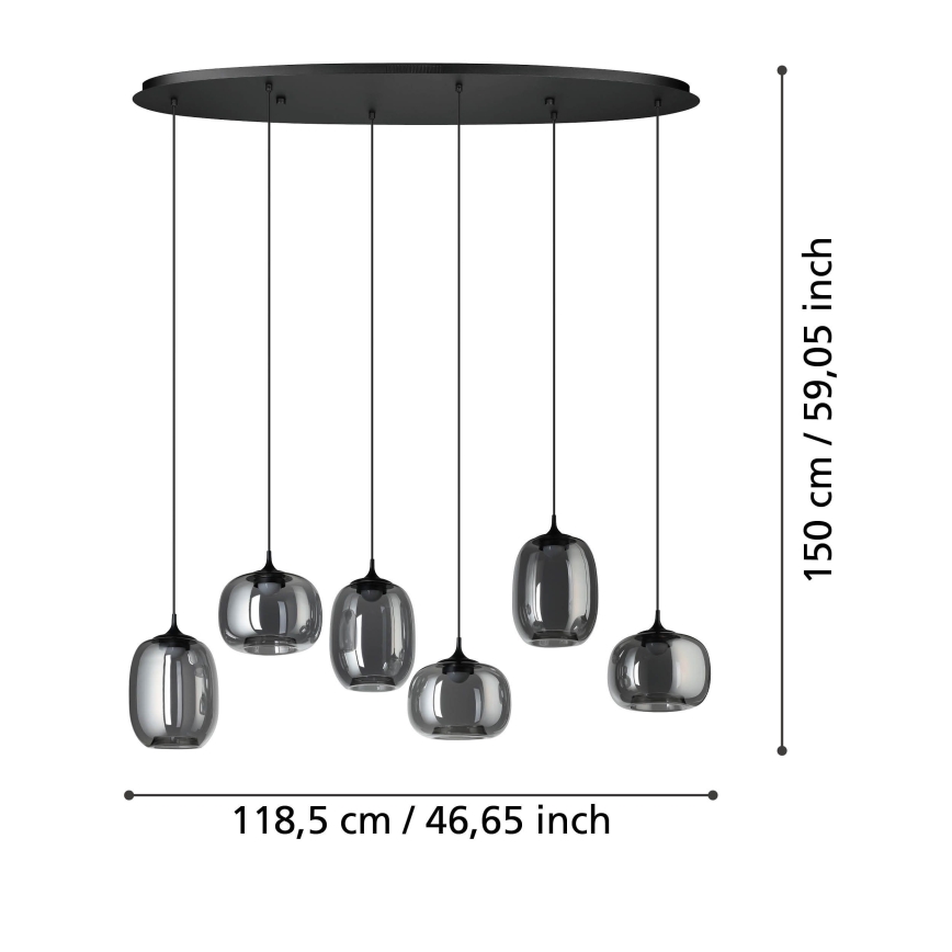 Eglo - LED pendel dæmpbar 6xLED/3,7W/230V 2700-6500K røget + fjernbetjening