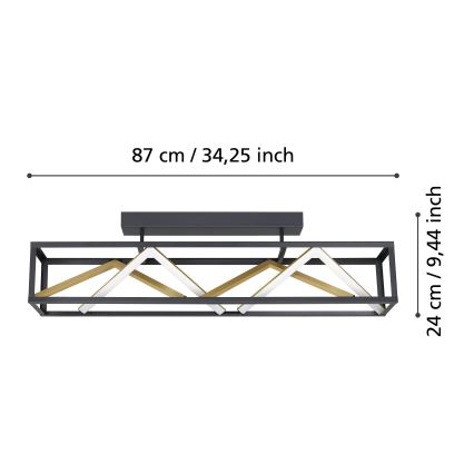 Eglo - LED loftlampe dæmpbar LED/45W/230V 2700-6500K sort/guldfarvet + fjernbetjening
