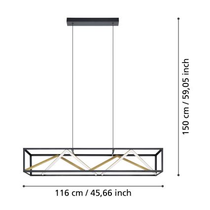Eglo - LED pendel dæmpbar LED/46W/230V 2700-6500K sort/guldfarvet + fjernbetjening