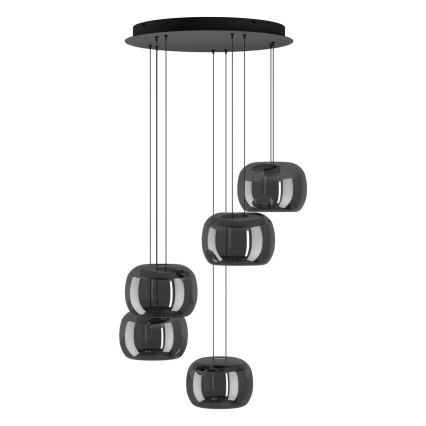 Eglo - Dæmpbar LED-pendel på wire 5xLED/5,8W/230V sort/røgfarvet