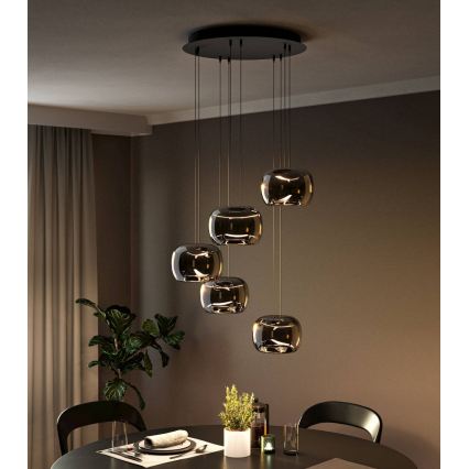 Eglo - Dæmpbar LED-pendel på wire 5xLED/5,8W/230V sort/røgfarvet