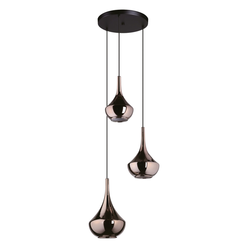 Eglo - Pendel på ledning 3xE27/28W/230V kobber