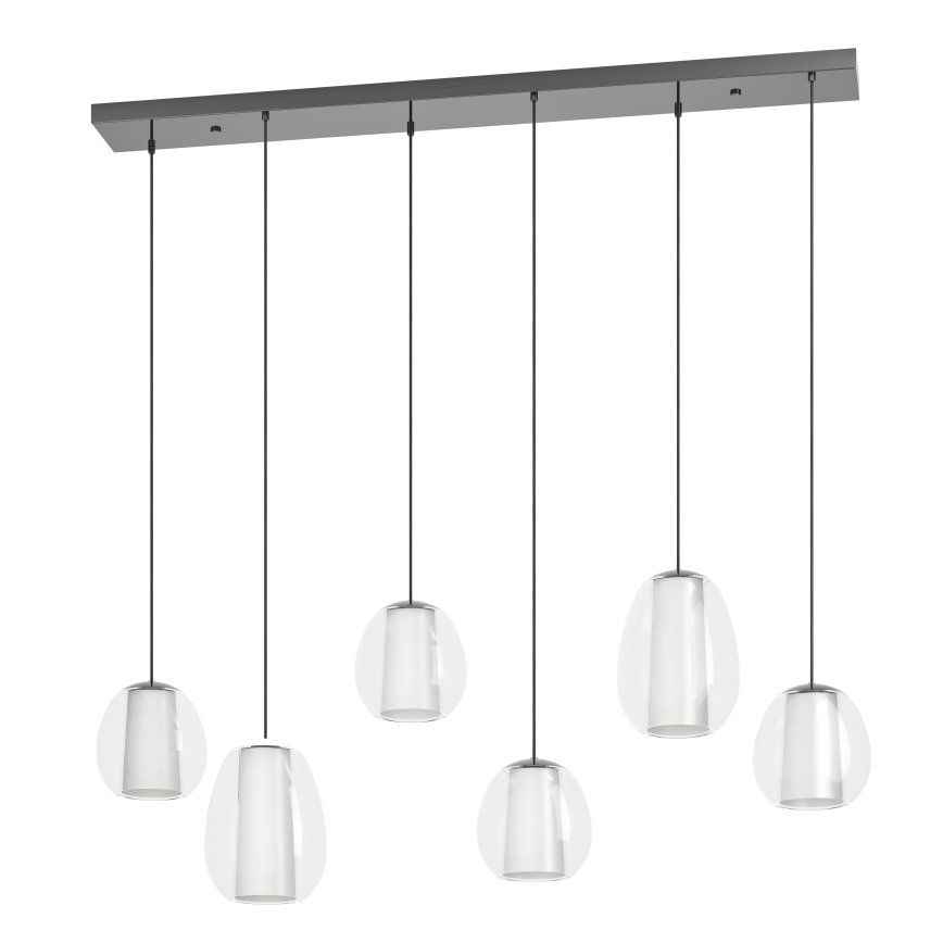 Eglo - Dæmpbar LED-pendel med wireophæng 2xLED/7W/230V + 4xLED/5,5W + 6xLED/1,6W blank krom