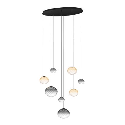 Eglo - LED-dæmpbar pendel på wire 8xLED/5,8W/230V 2200-6500K sort/beige/røgfarvet + fjernbetjening