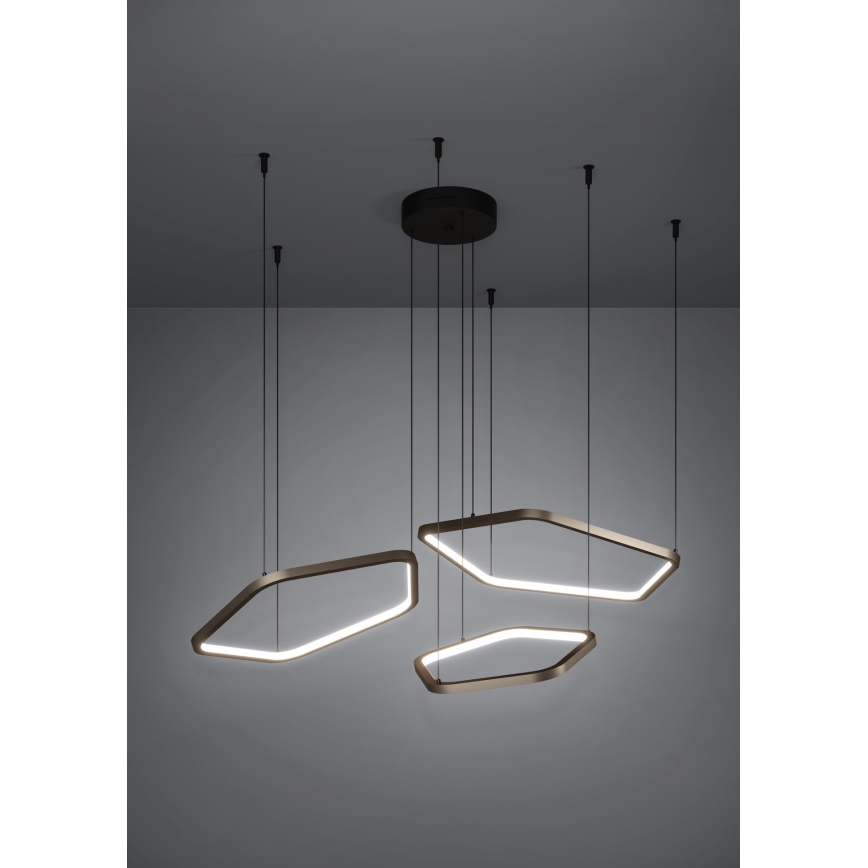 Eglo - LED-dæmpbar pendel på wire LED/50W/230V, messing + fjernbetjening