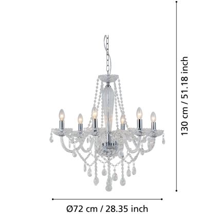 Eglo 39099 - Lysekrone BASILANO 1 6xE14/40W/230V