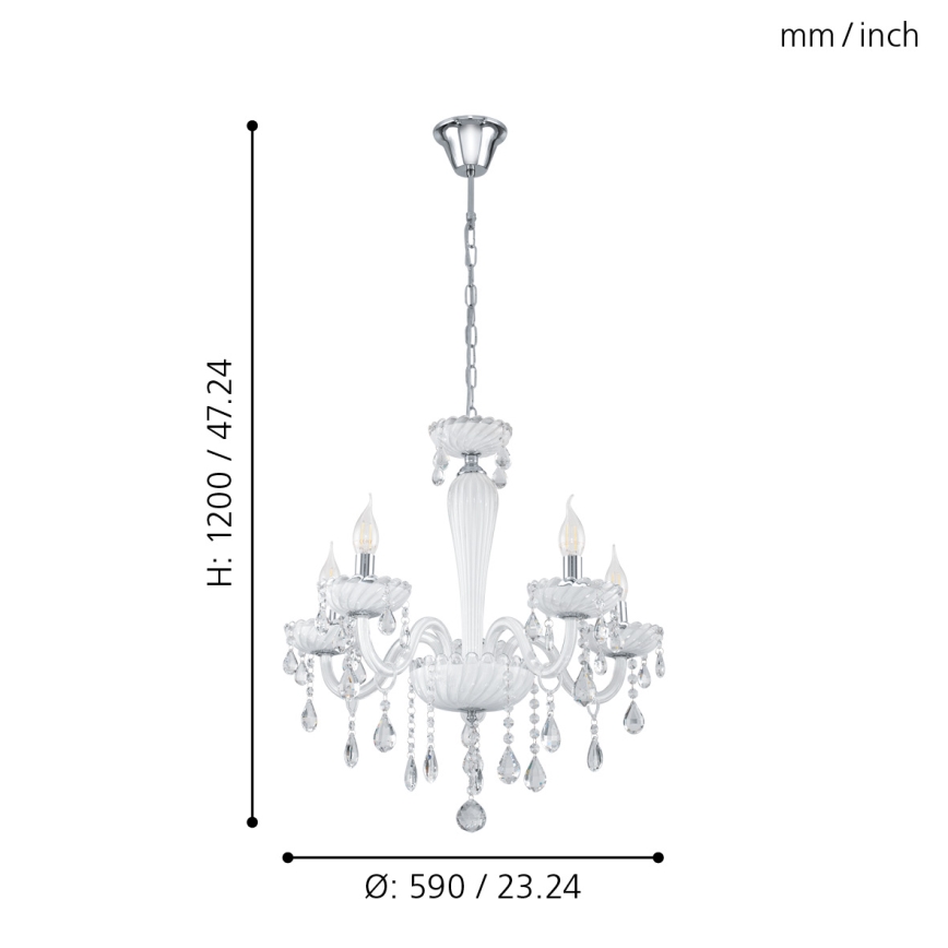 Eglo 39113- Lysekrone CARPENTO 5xE14/40W/230V