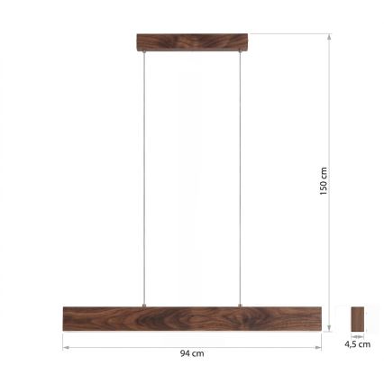 Eglo - LED-pendel på wire LED/17W/230V + LED/4,2W valnød
