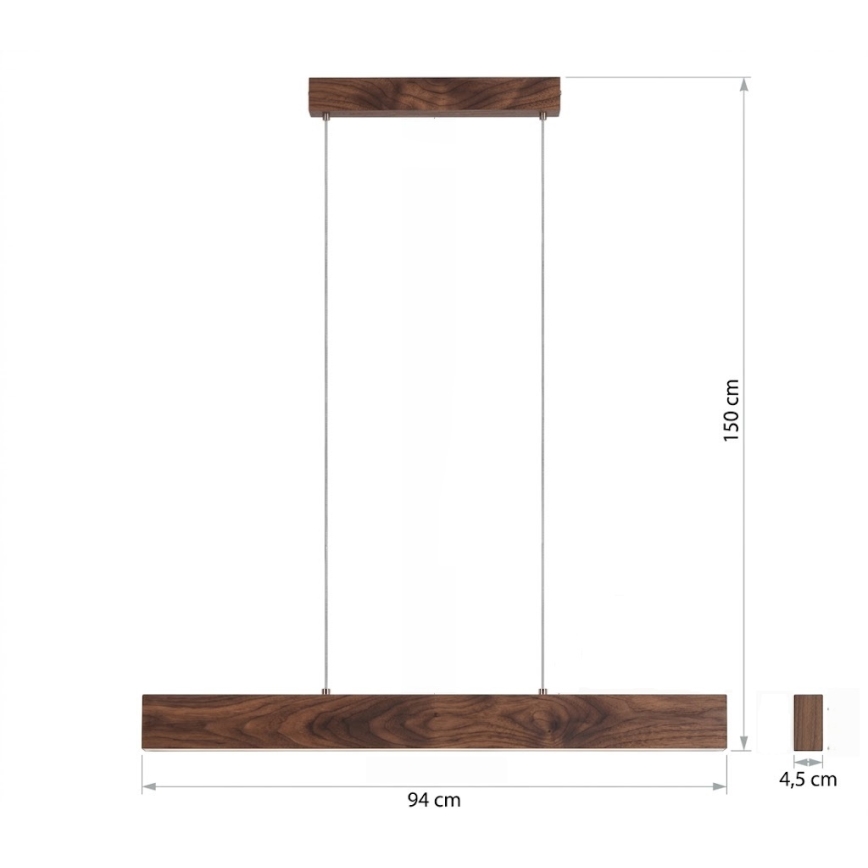 Eglo - LED-pendel på wire LED/17W/230V + LED/4,2W valnød