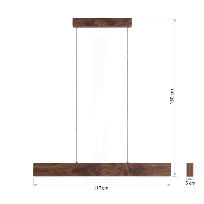 Eglo - LED-dæmpbar pendel på wire LED/21W/230V + LED/8,4W valnød