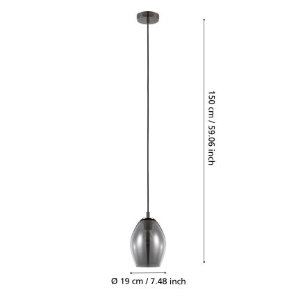 Eglo - Pendel 1xE27/60W/230V røget