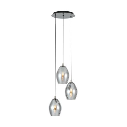 Eglo - Pendel 3xE27/60W/230V røget