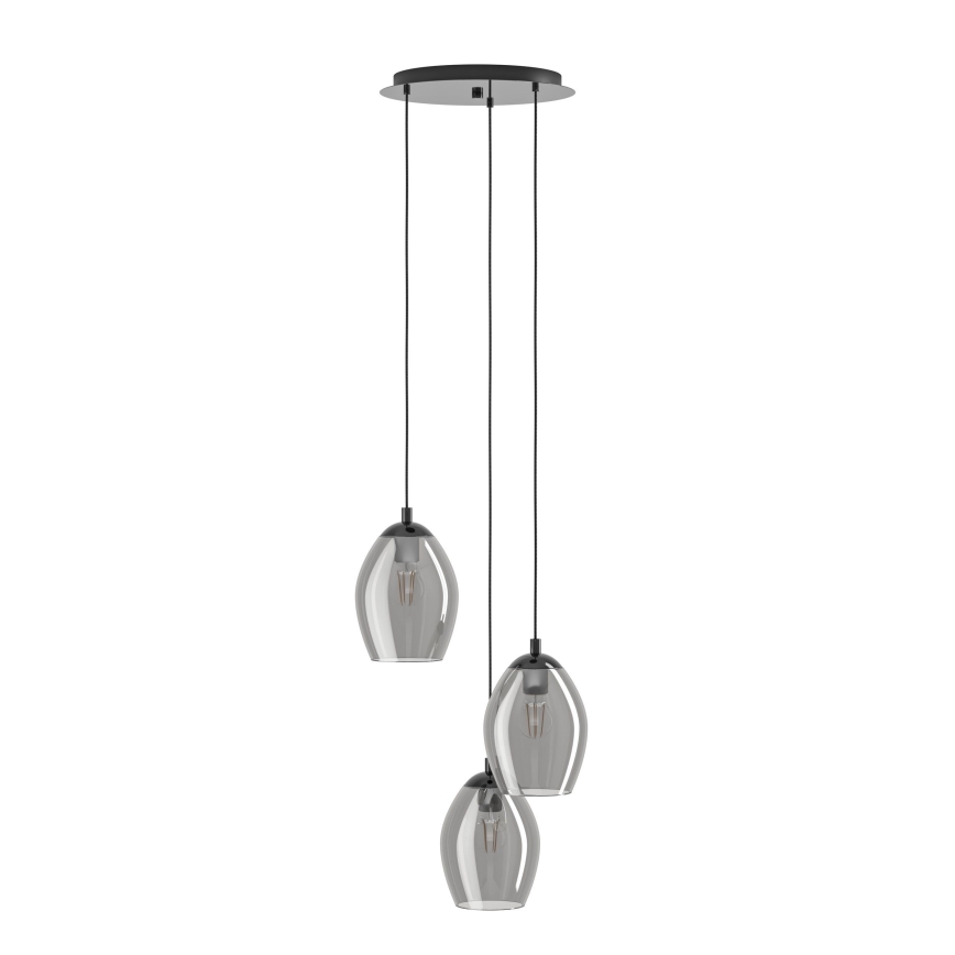 Eglo - Pendel 3xE27/60W/230V røget