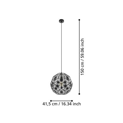 Eglo - Pendel 1xE27/60W/230V diameter 41 cm sort