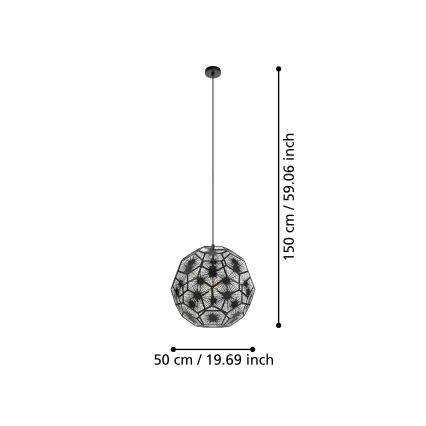 Eglo 39619 - Pendel 1xE27/60W/230V diameter 50 cm sort