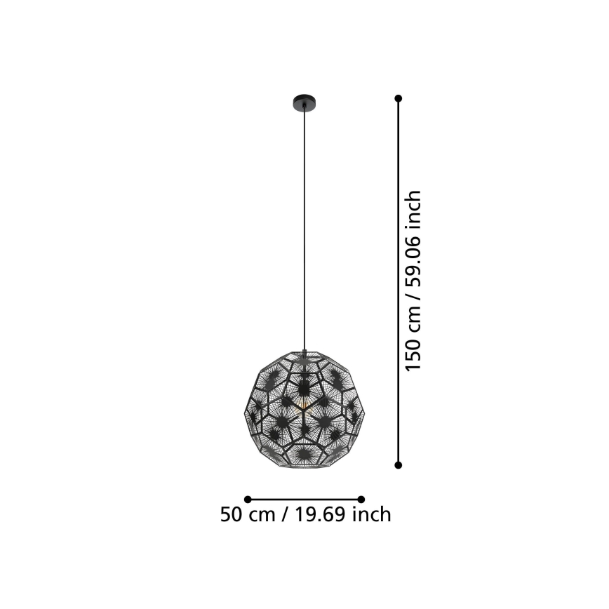 Eglo 39619 - Pendel 1xE27/60W/230V diameter 50 cm sort