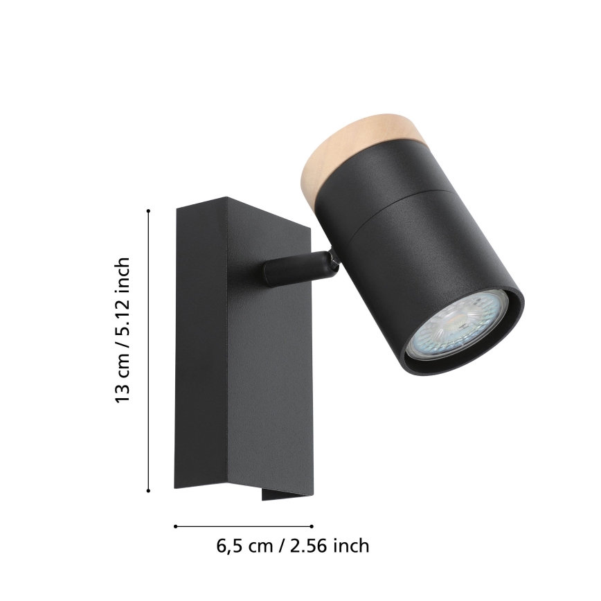 Eglo - LED vægspot 1xGU10/4,5W/230V 3000K sort/brun
