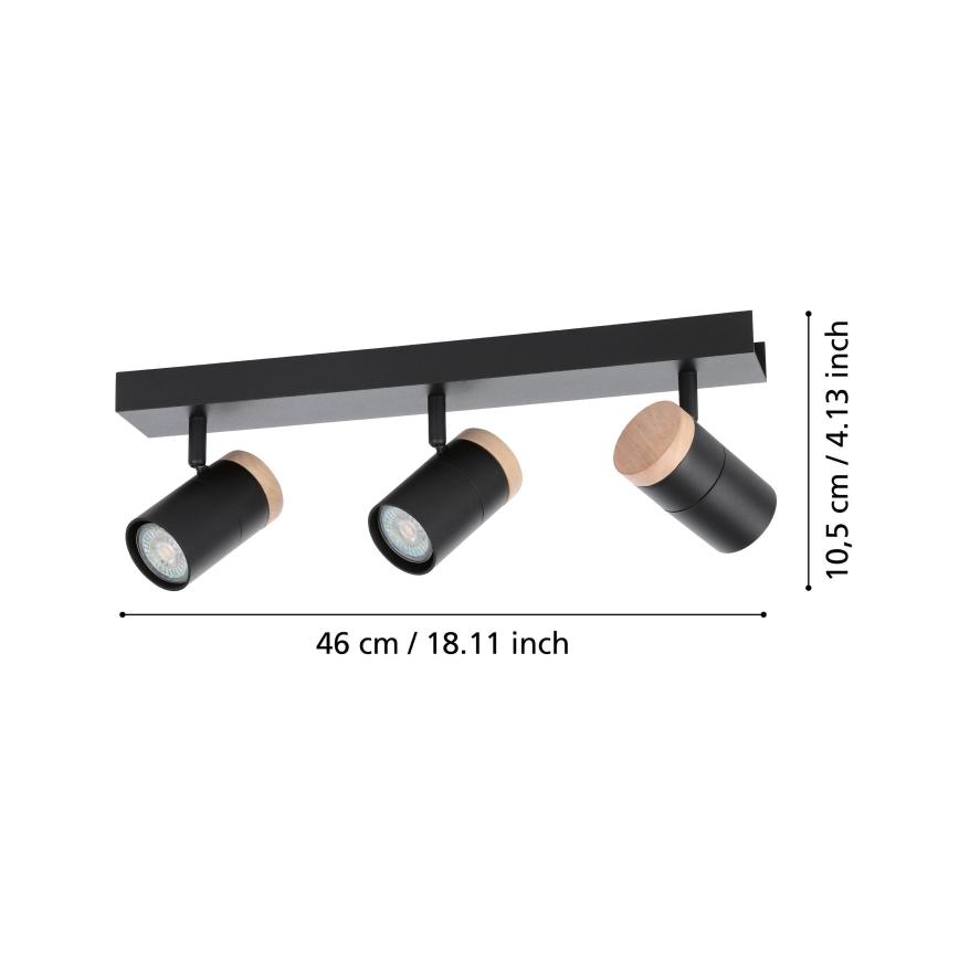 Eglo - LED spotlampe 3xGU10/4,5W/230V 3000K sort/brun