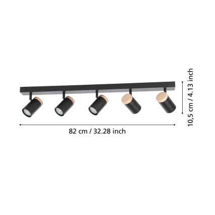 Eglo - LED spotlampe 5xGU10/4,5W/230V 3000K sort/brun